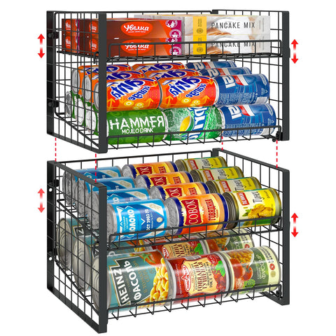 JKsmart 2-tier can rack in black assembly supports organized pantry storage