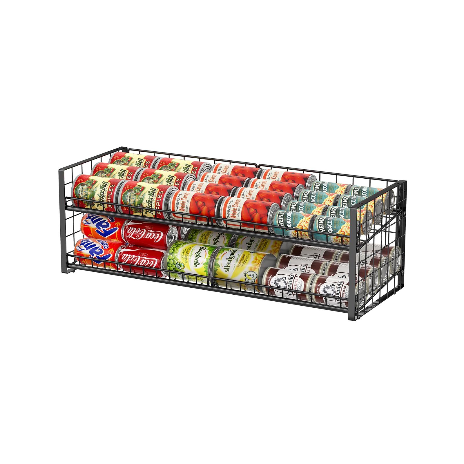 JKsmart 2-Tier can organizer front view for easy access to pantry cans.