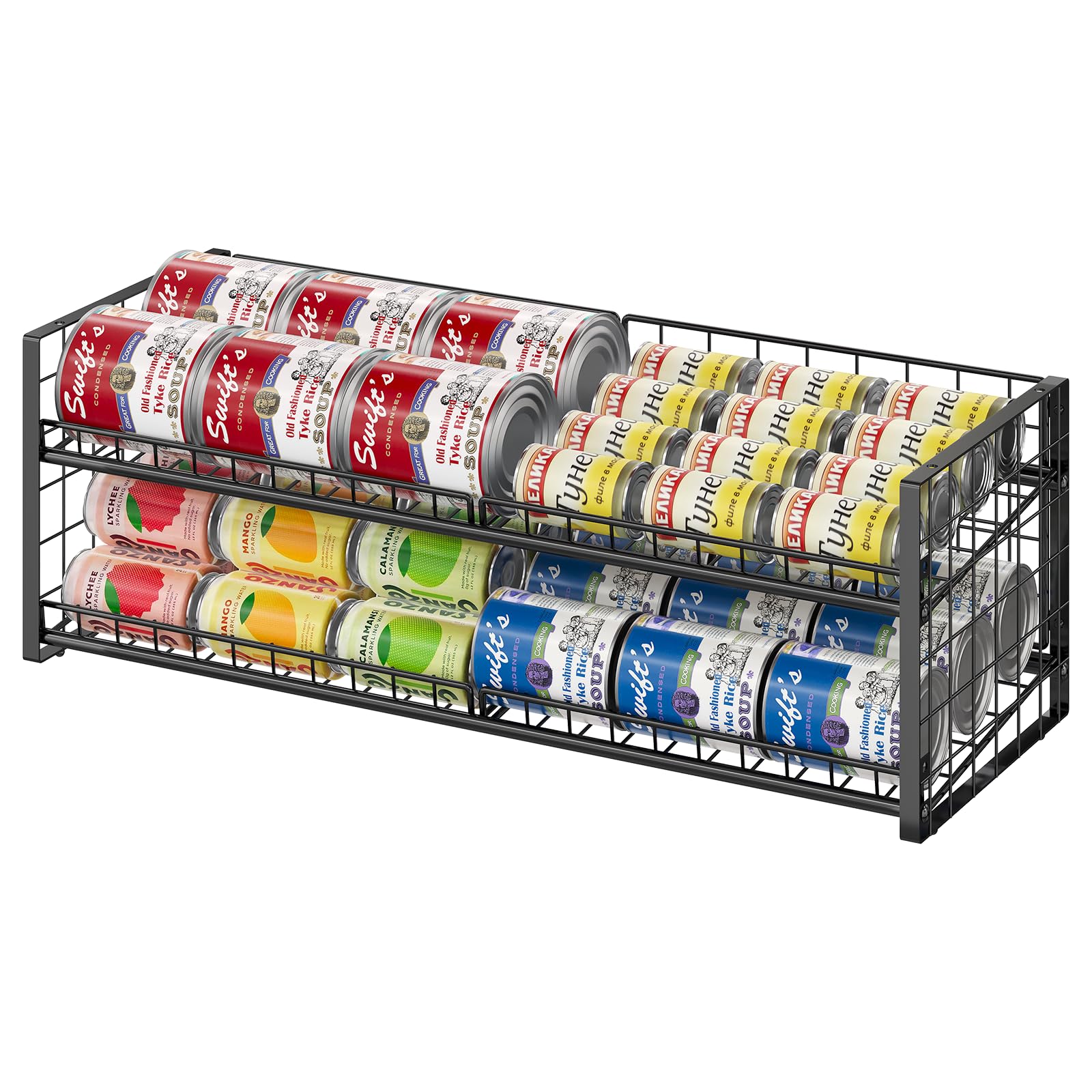 JKsmart 2-tier stackable can rack front view for easy access to canned goods
