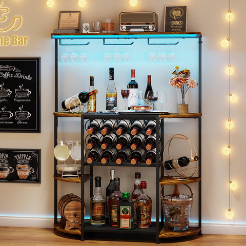 JKsmart 4-tier wine rack with LED lights enhances home bar ambience