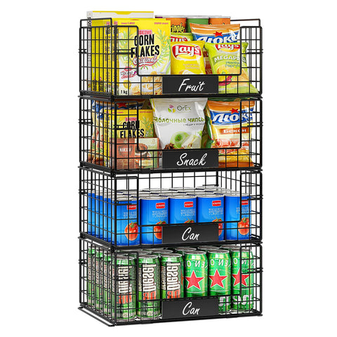 JKsmart 4-pack XXL baskets with handles for easy pantry organization.