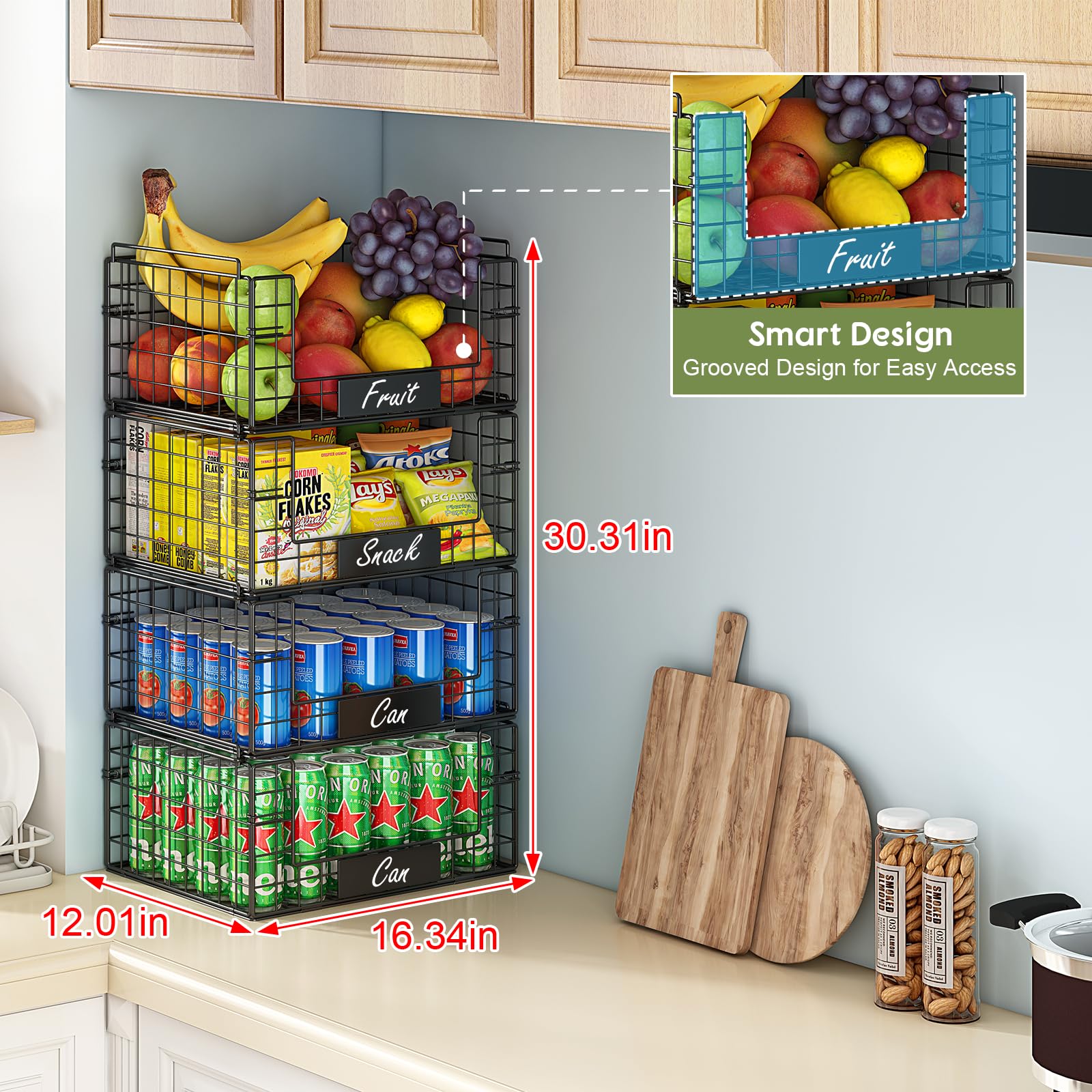 JKsmart basket with name plates helps label items quickly.