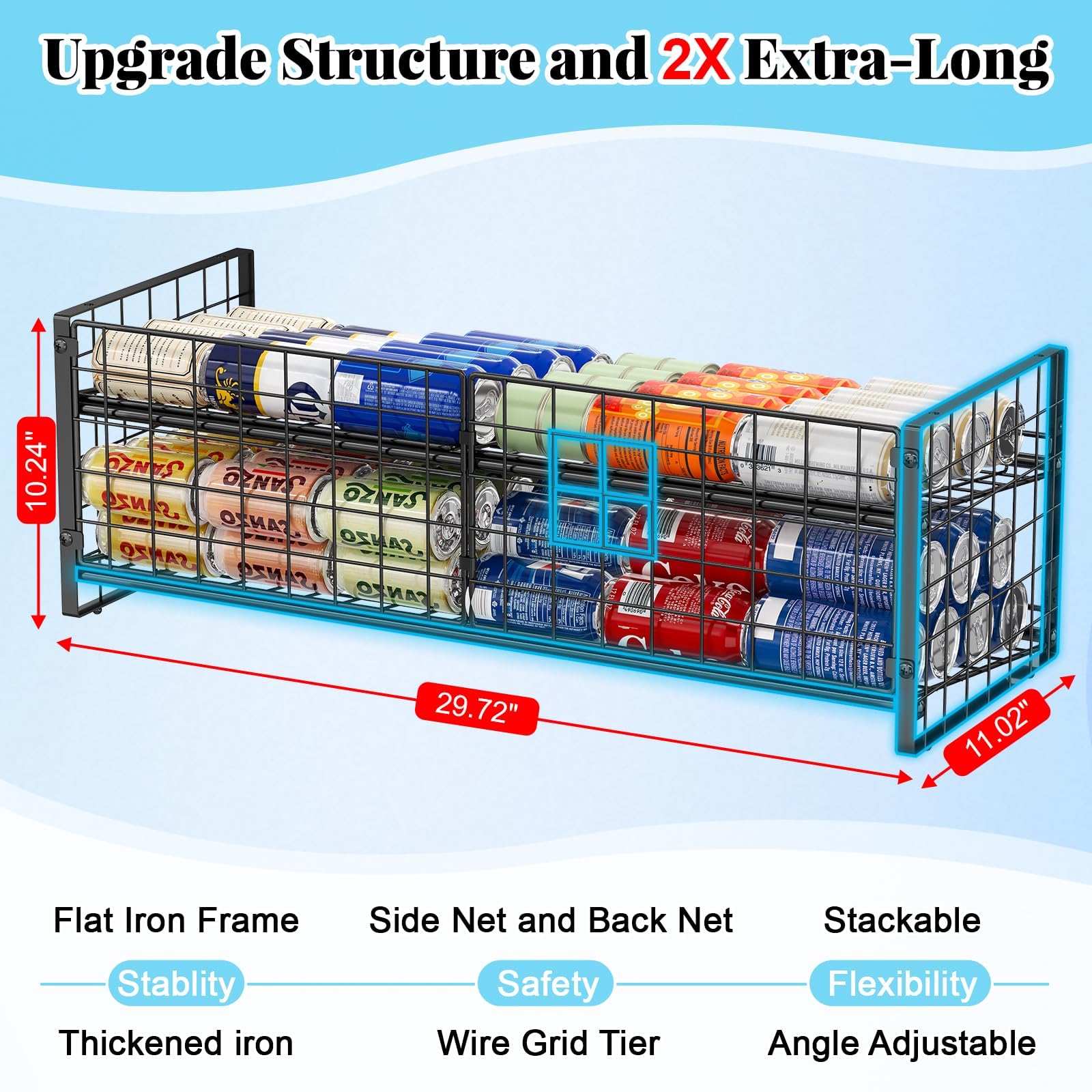 JKsmart horizontal storage mode showing vertical maximizing pantry space.