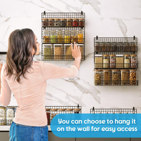 JKsmart large tier holds up to 130 4oz jars for spice organization.