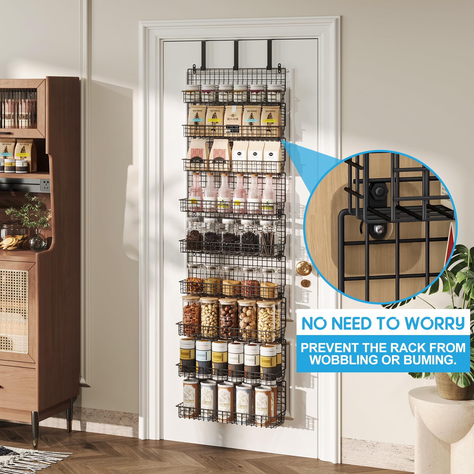 JKsmart pantry door mount with door hook for easy no-drill installation.