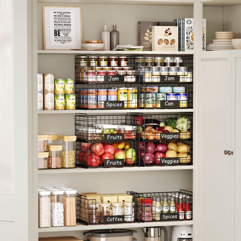 JKsmart pantry storage baskets with handles enhance portability and quick reconfiguration.