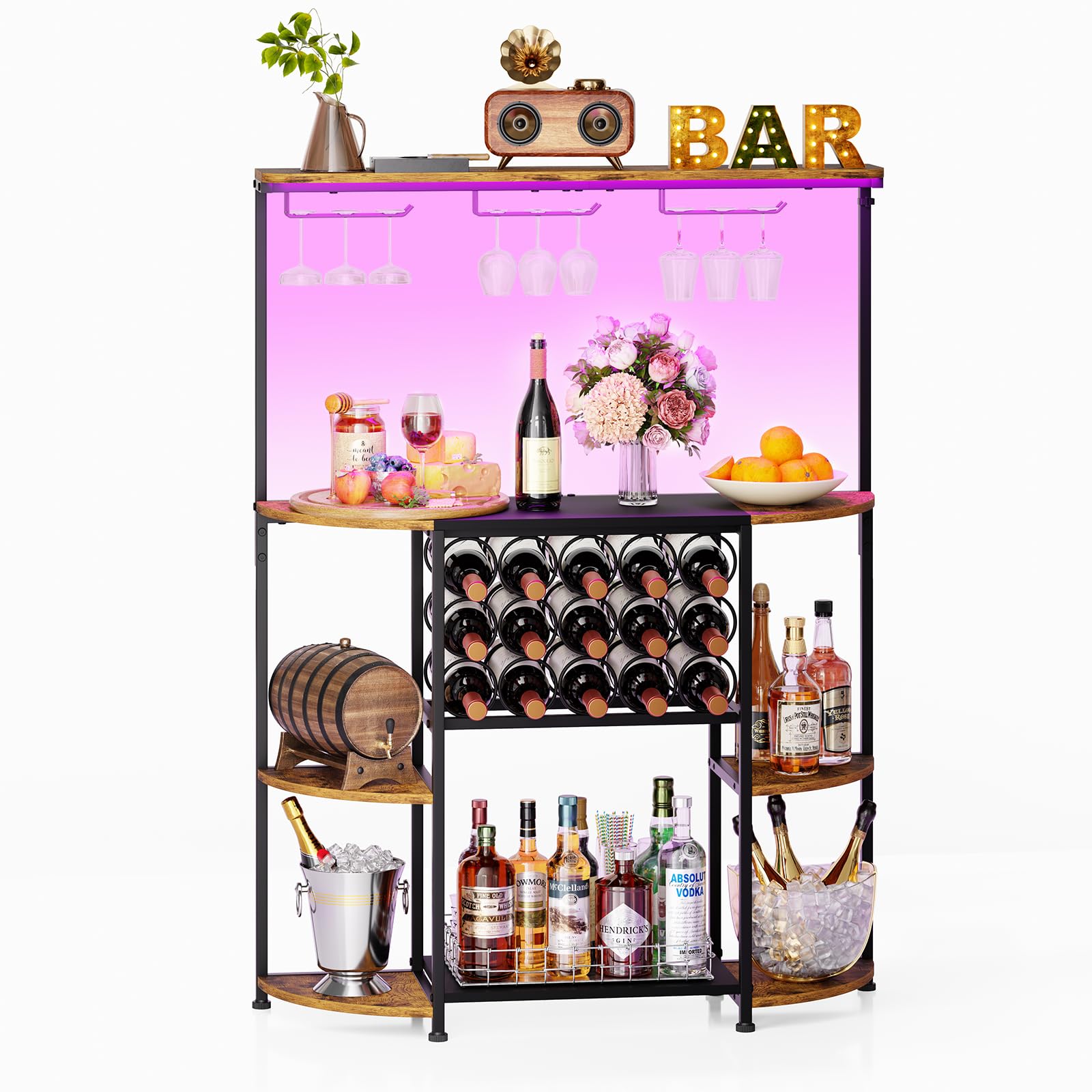 JKsmart rustic brown finish suits dining rooms and home bars