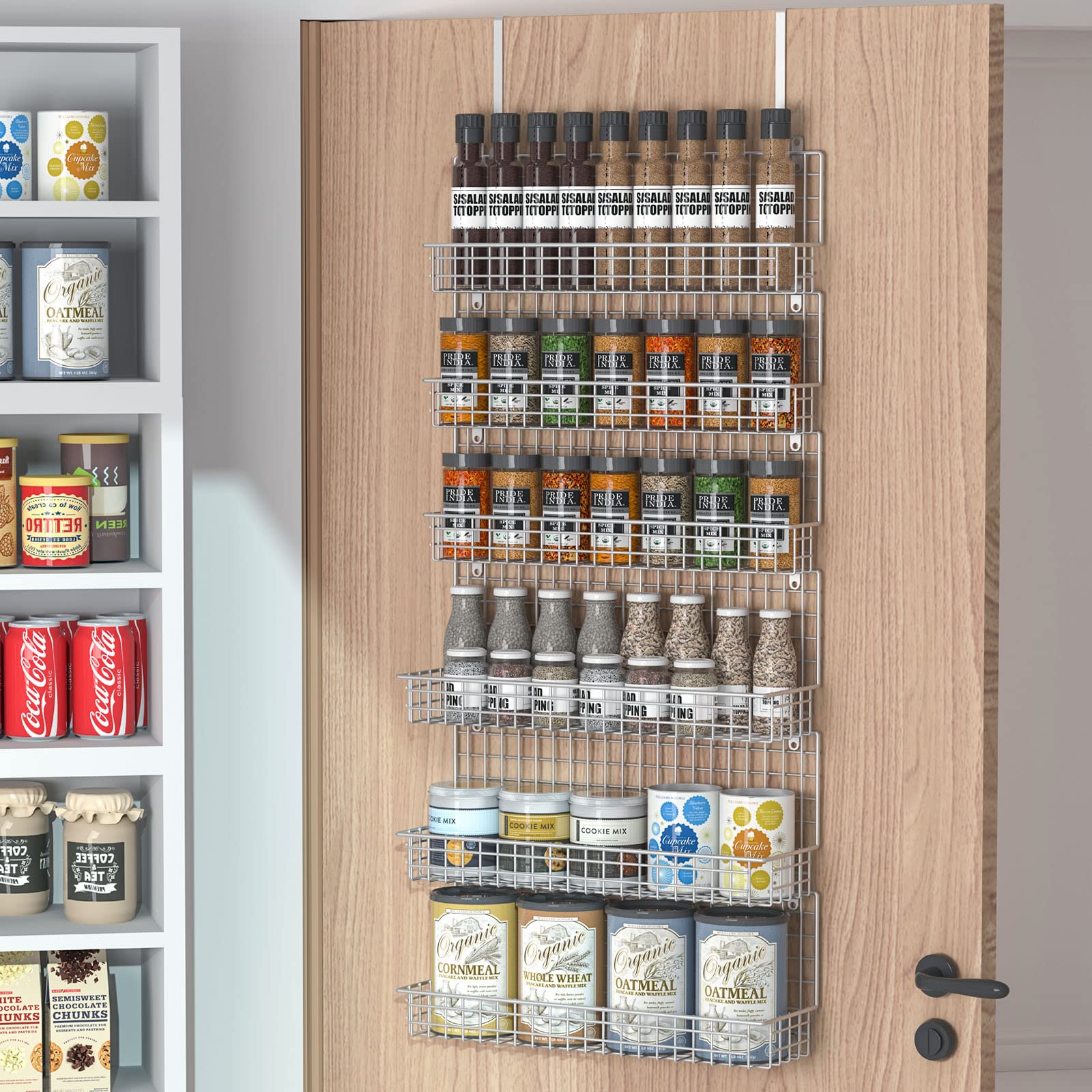 JKsmart spice rack kitchen pantry organizer keeps labels visible.