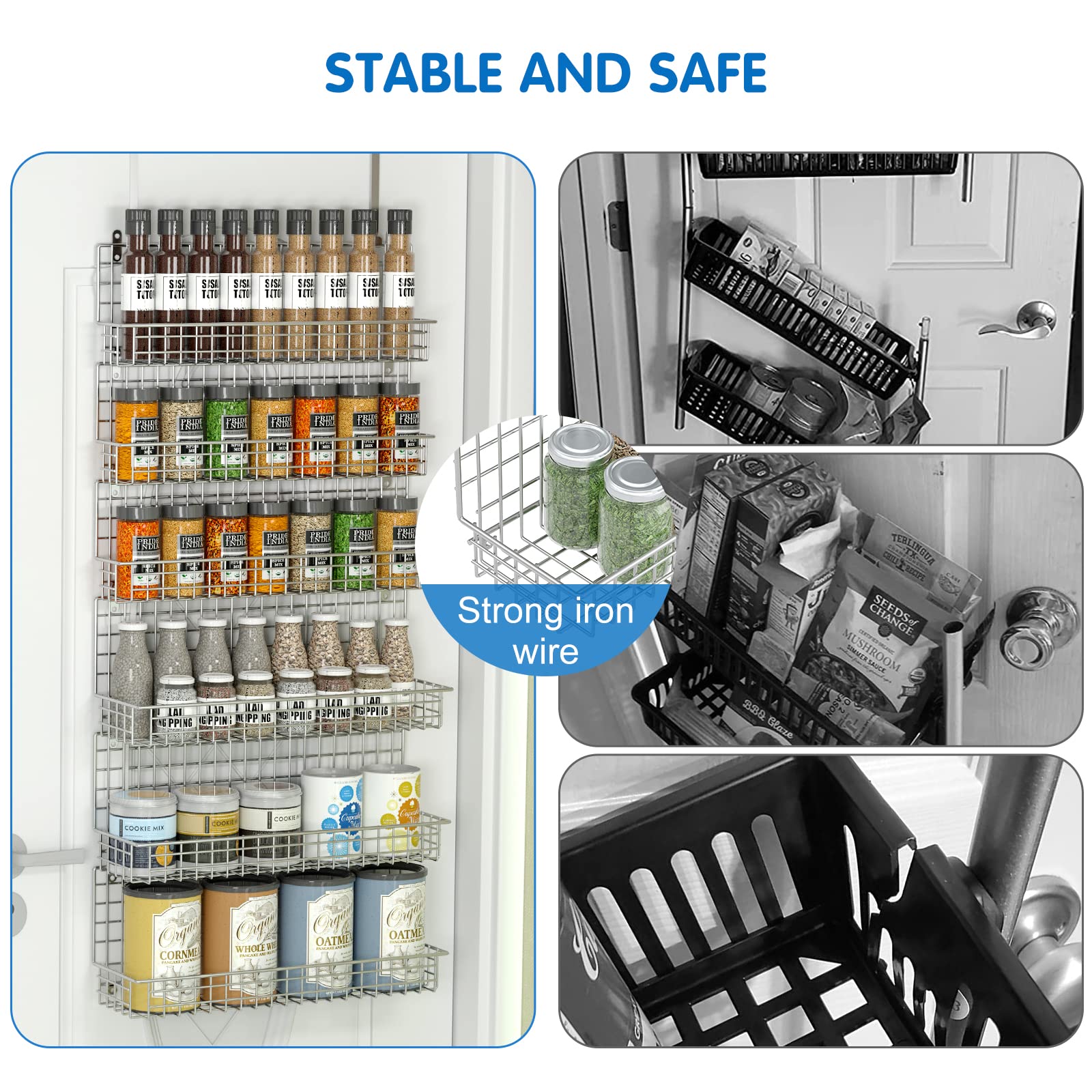 JKsmart spice rack large capacity fits many jars and bottles.