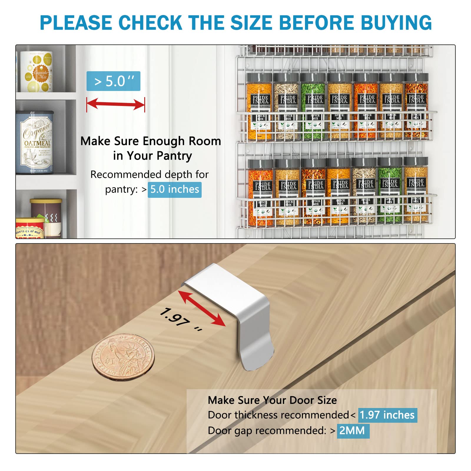 JKsmart spice rack over-door hanging saves counter space and adds versatility.