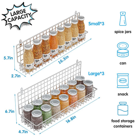 JKsmart spice rack silver finish highlights sturdy wire construction.