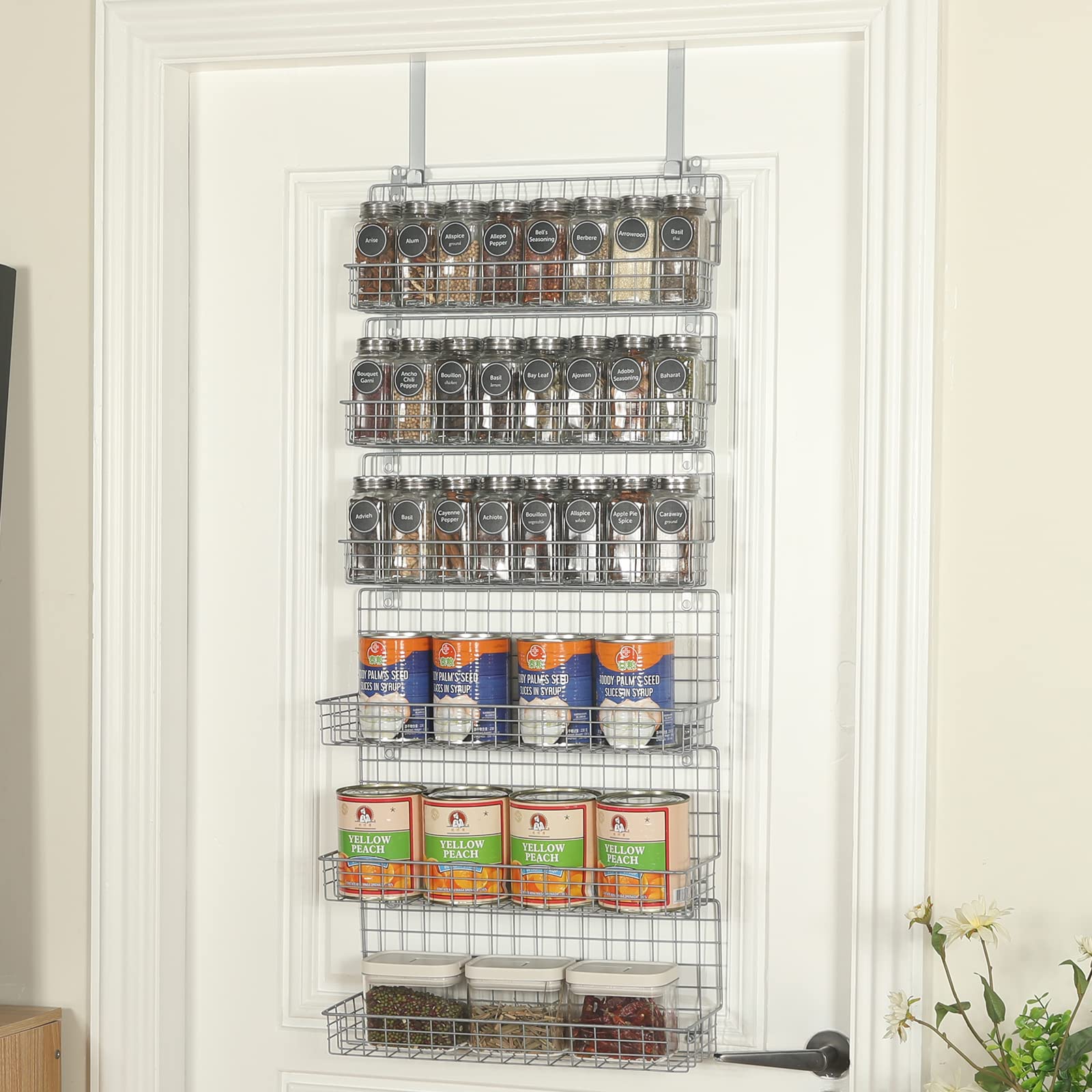 JKsmart spice rack with jars suggests easy, neat organization.