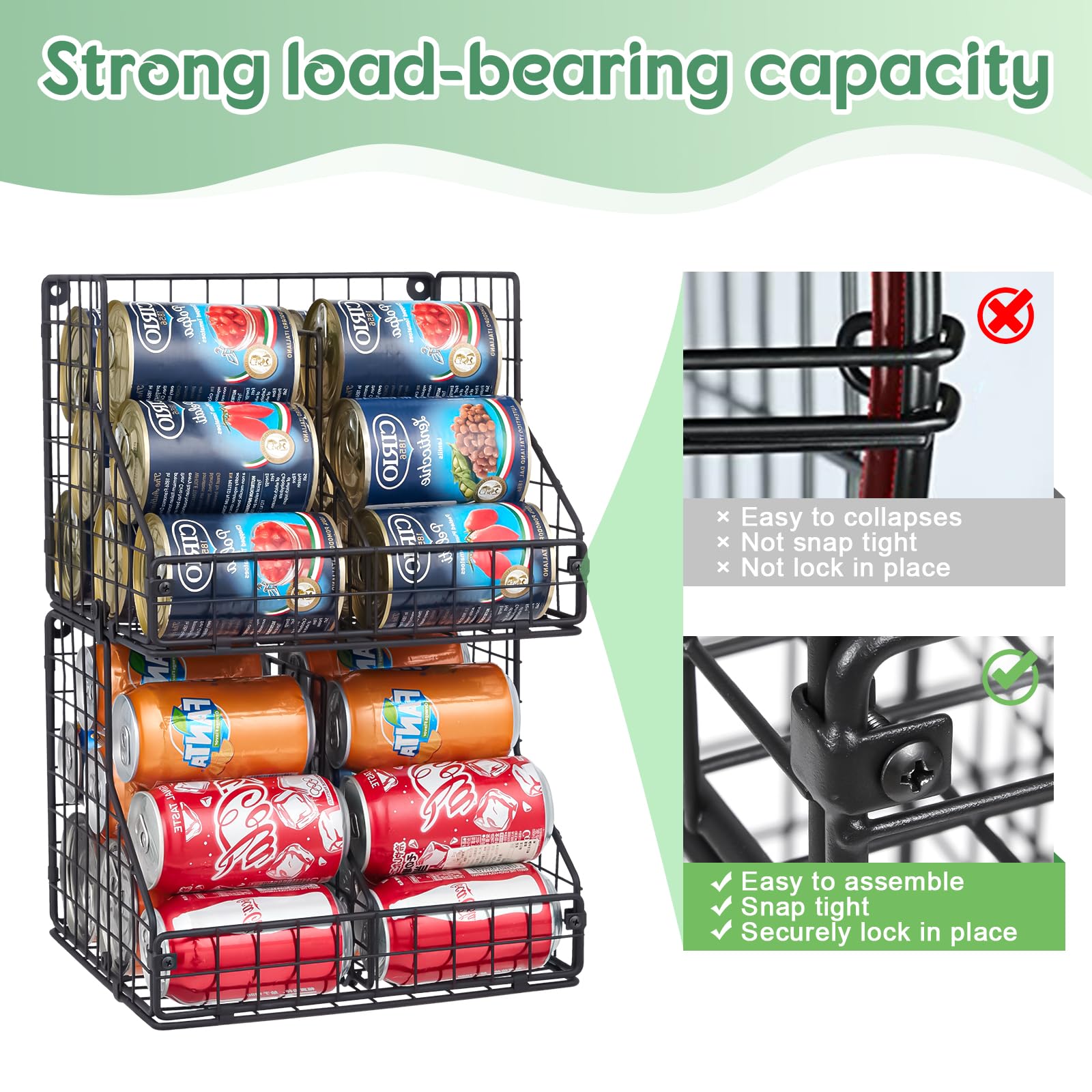 JKsmart sturdy iron wire baskets provide durable support for heavy cans