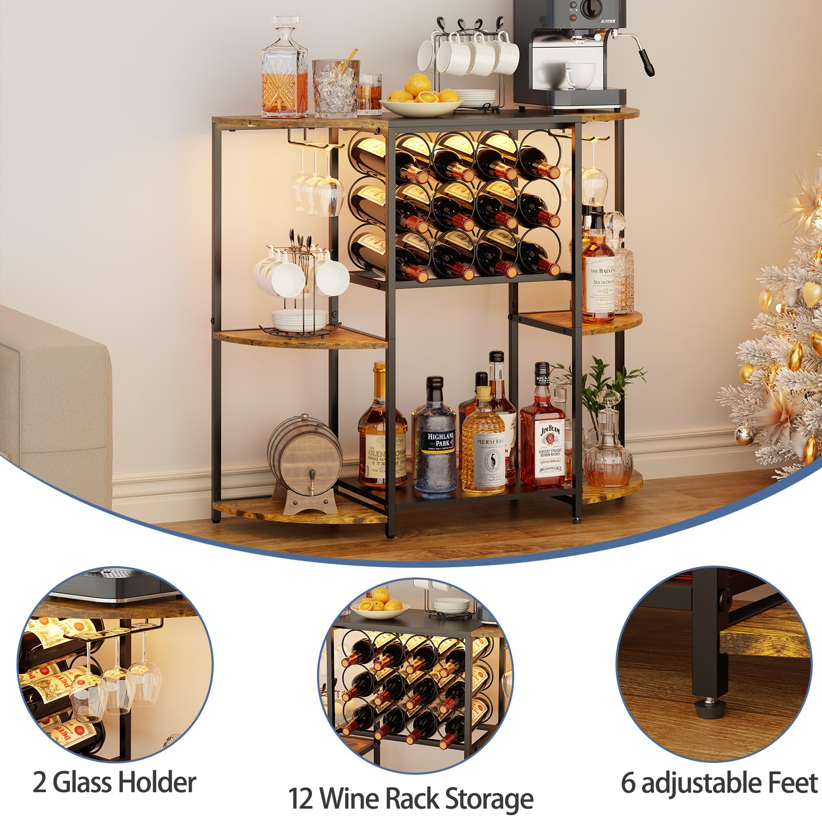 JKsmart three-tier design maximizes storage for bottles and glassware