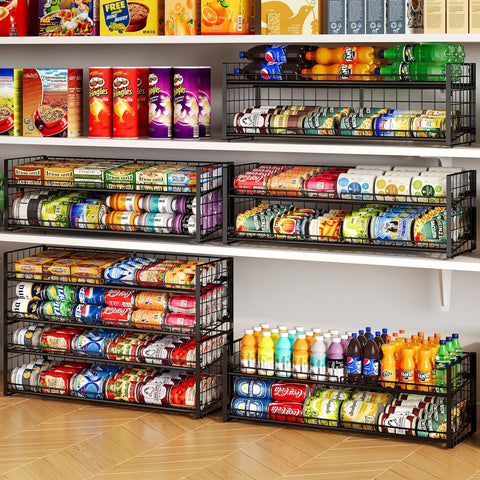 JKsmart tilted-tier demonstrates quick reach and organized rotation of canned goods.