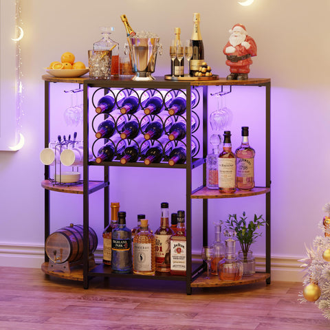 JKsmart wine bar cabinet with LED light strip for ambient color