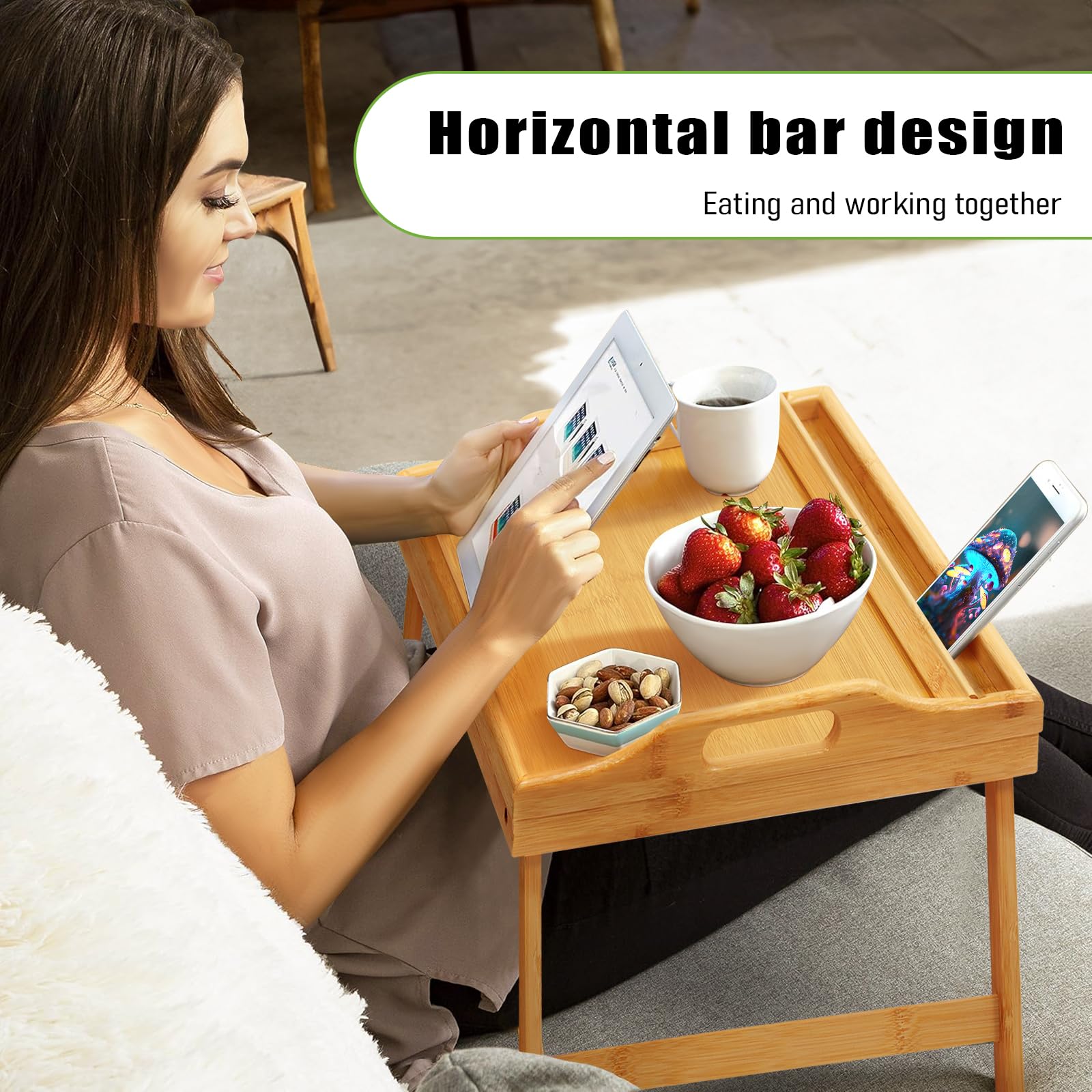 JMLHMXC bed tray table adjustable-height design adapts to you.