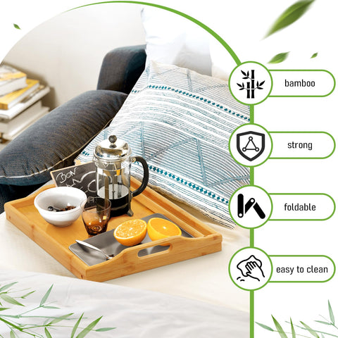 JMLHMXC bed tray table safety-handles keep items secure.