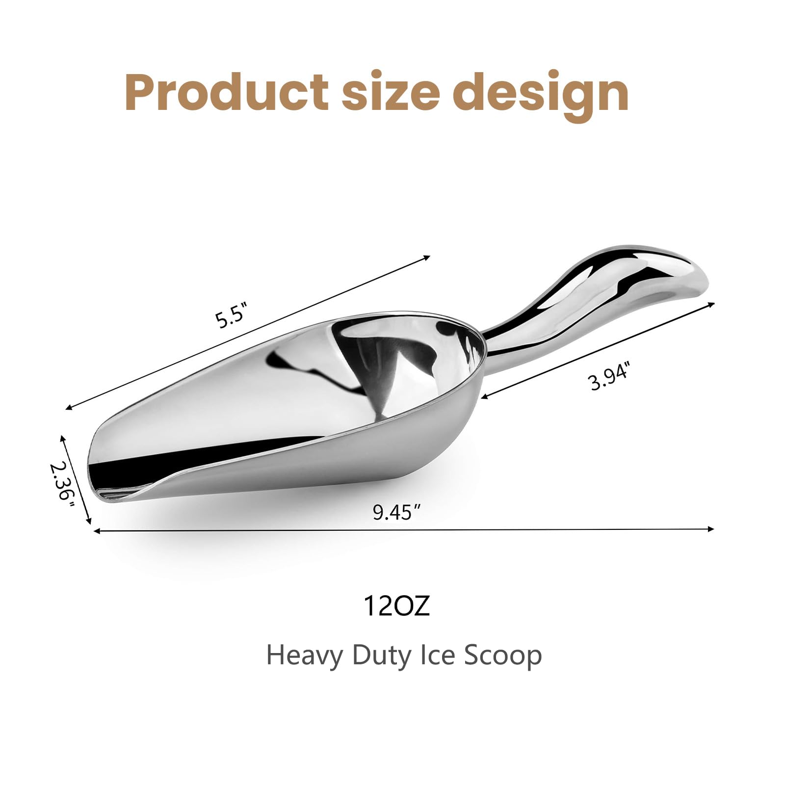 Jmulriu 12oz ice scoop in freezer offers durable, dependable use.