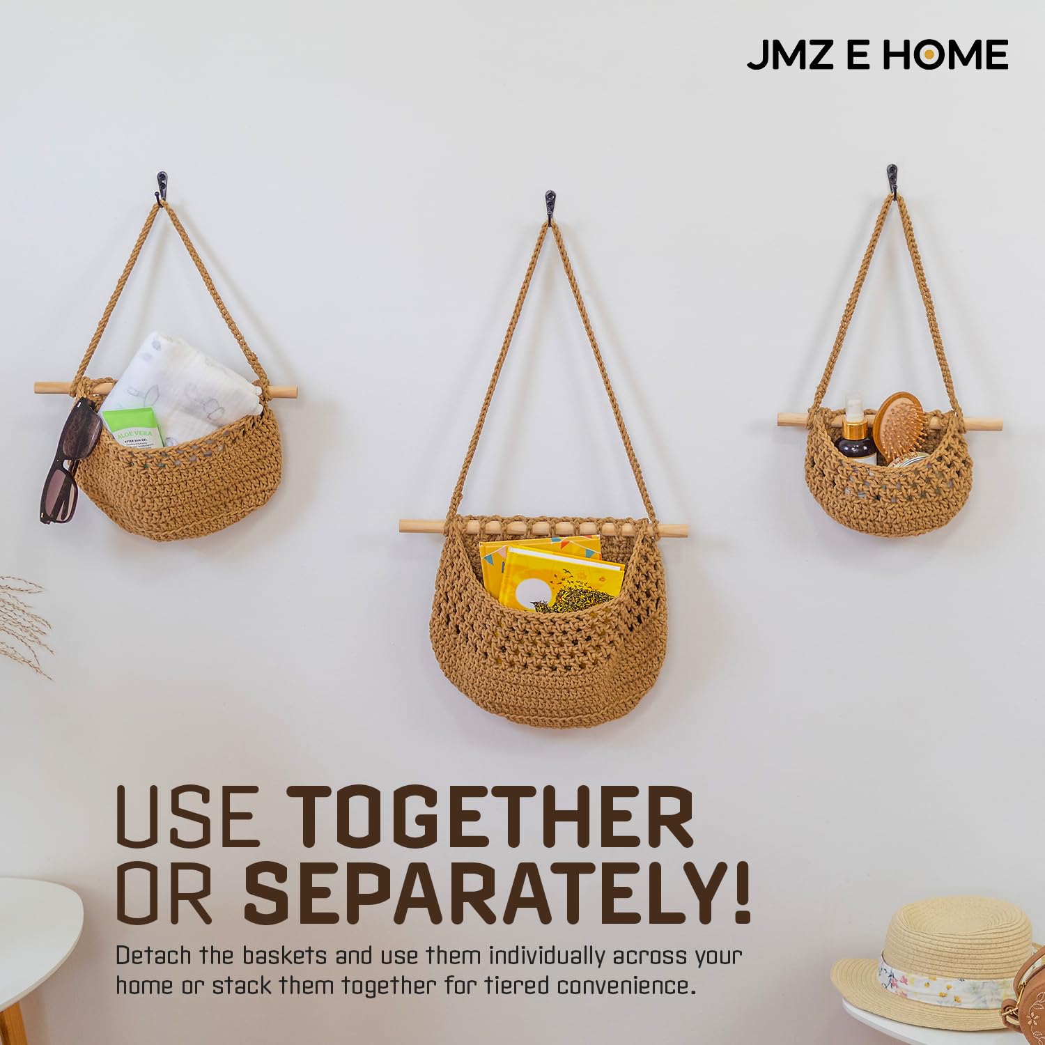 JMZ E Home natural cotton weave basket for towels and storage