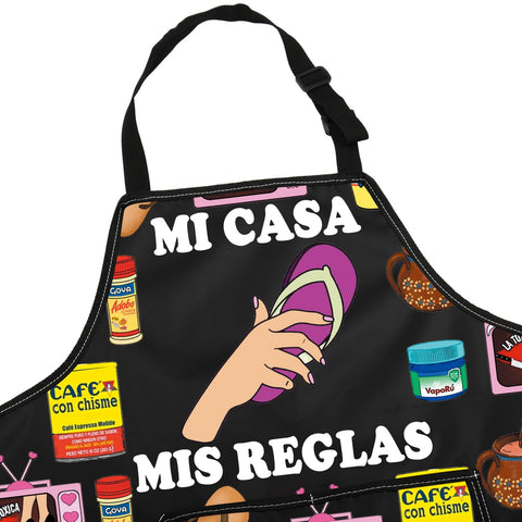 JNIAP Latina Mom Apron back tie and elastic sizing fit many body types.