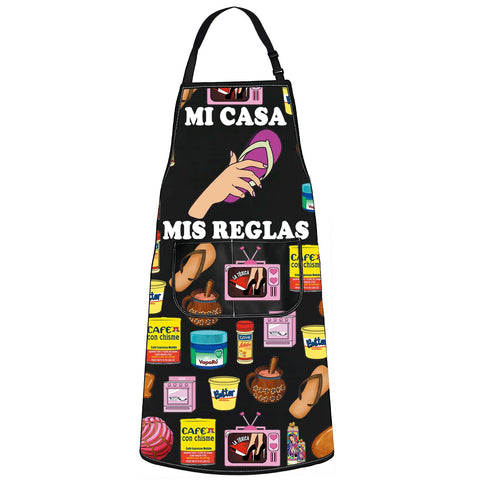 JNIAP Latina Mom Apron front view shows durable polyester for everyday cooking.