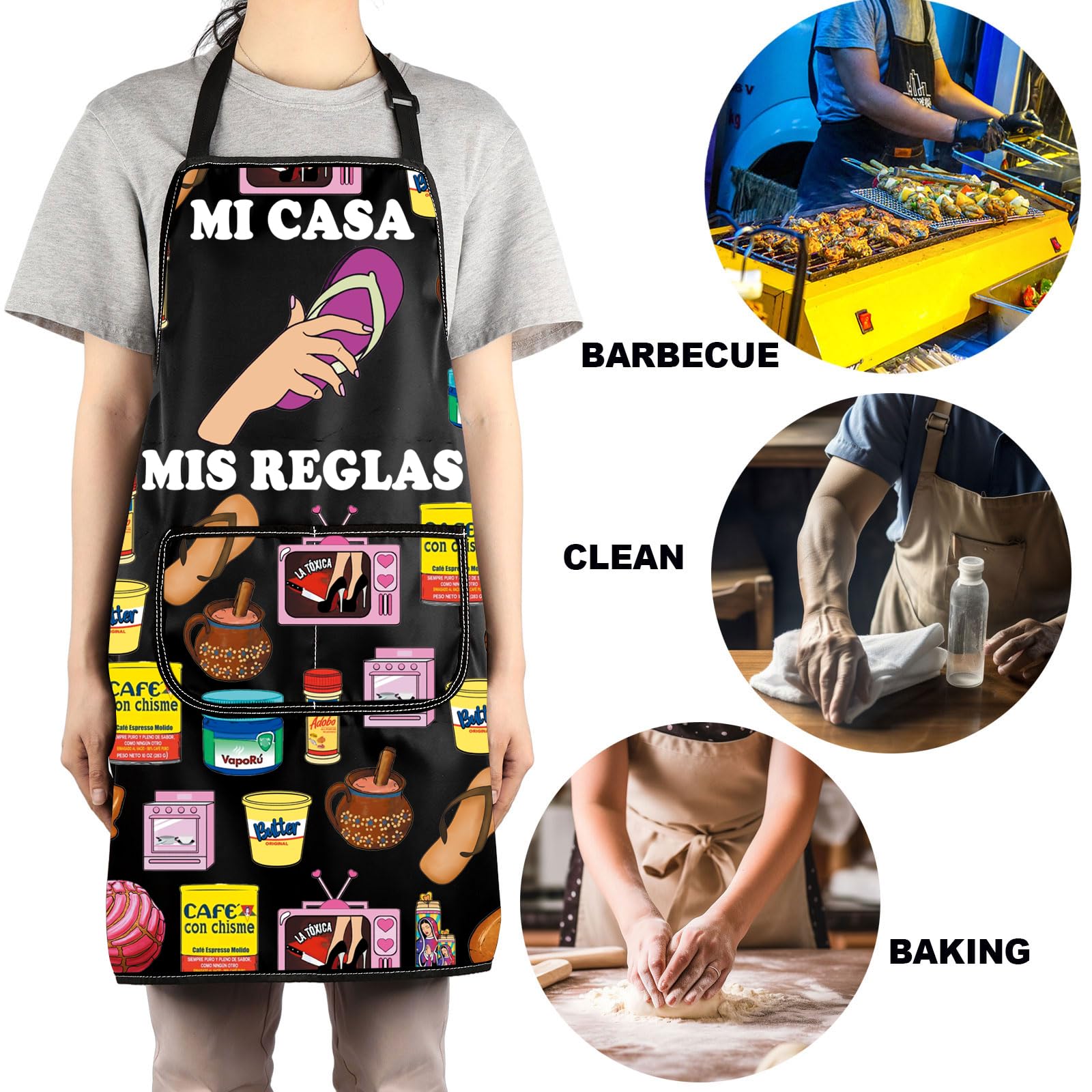 JNIAP Latina Mom Apron multifunctional uses for cooking, baking, grilling, and gardening.