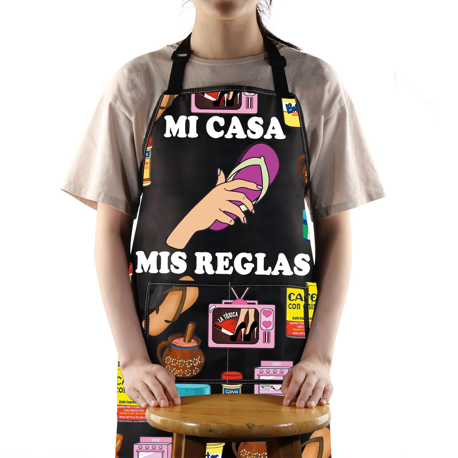 JNIAP Latina Mom Apron large size 49x68 cm fits most adults.