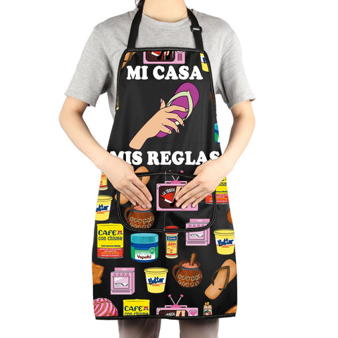 JNIAP Latina Mom Apron waterproof and oil-resistant fabric protects clothing during tasks.