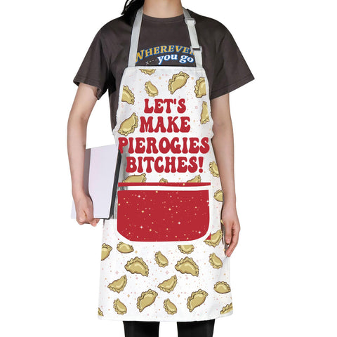 JNIAP Pierogi Apron back strap ties securely for a personalized size.