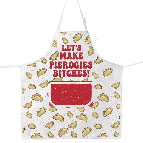 JNIAP Pierogi Apron front print for vibrant cooking sessions and protection.