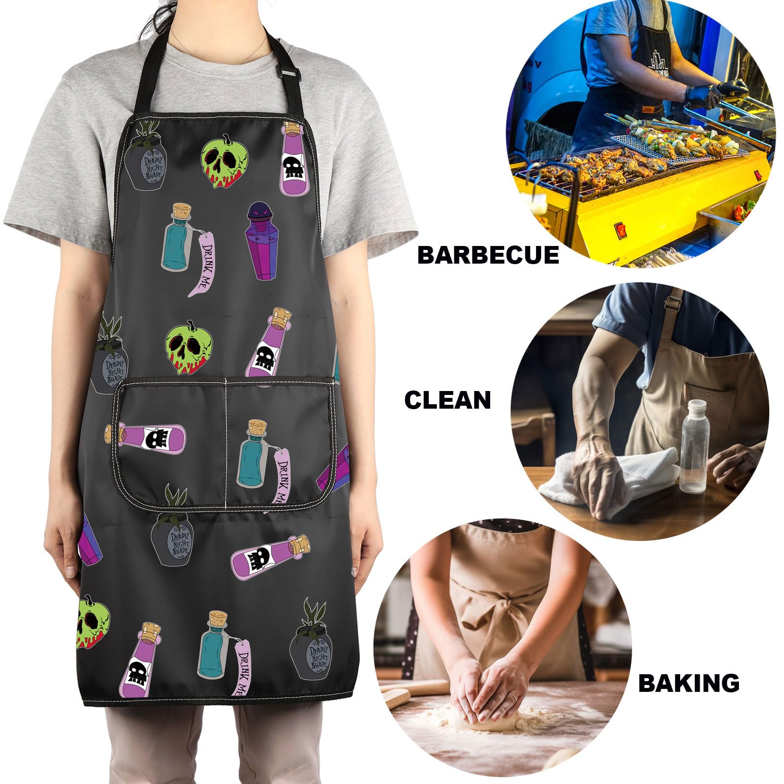 JNIAP Villain Poison Apron care wipe: easy wipe-clean surface after stains.