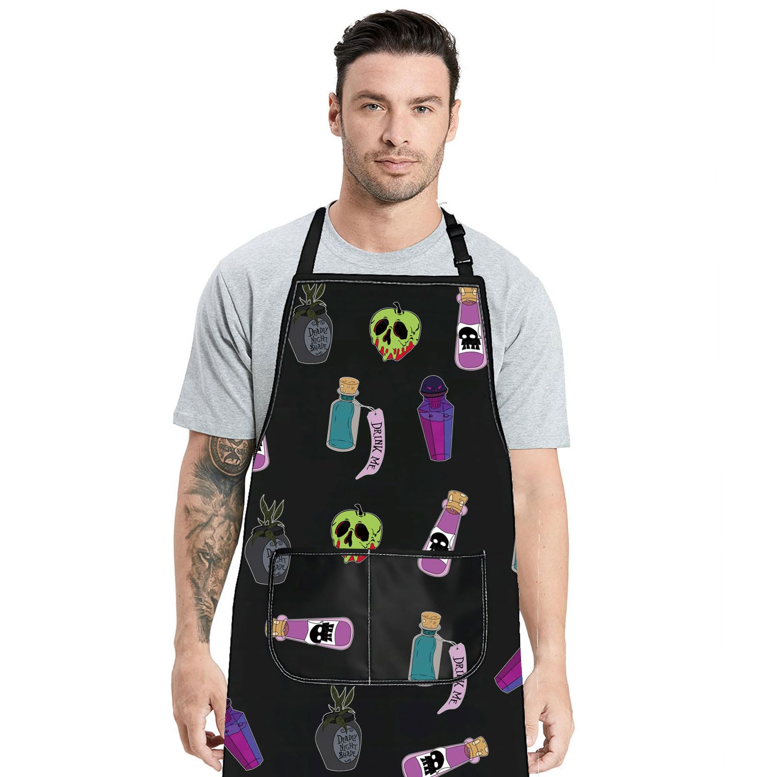 JNIAP Villain Poison Apron neck adjustment: adjustable neck buckle for a secure fit.