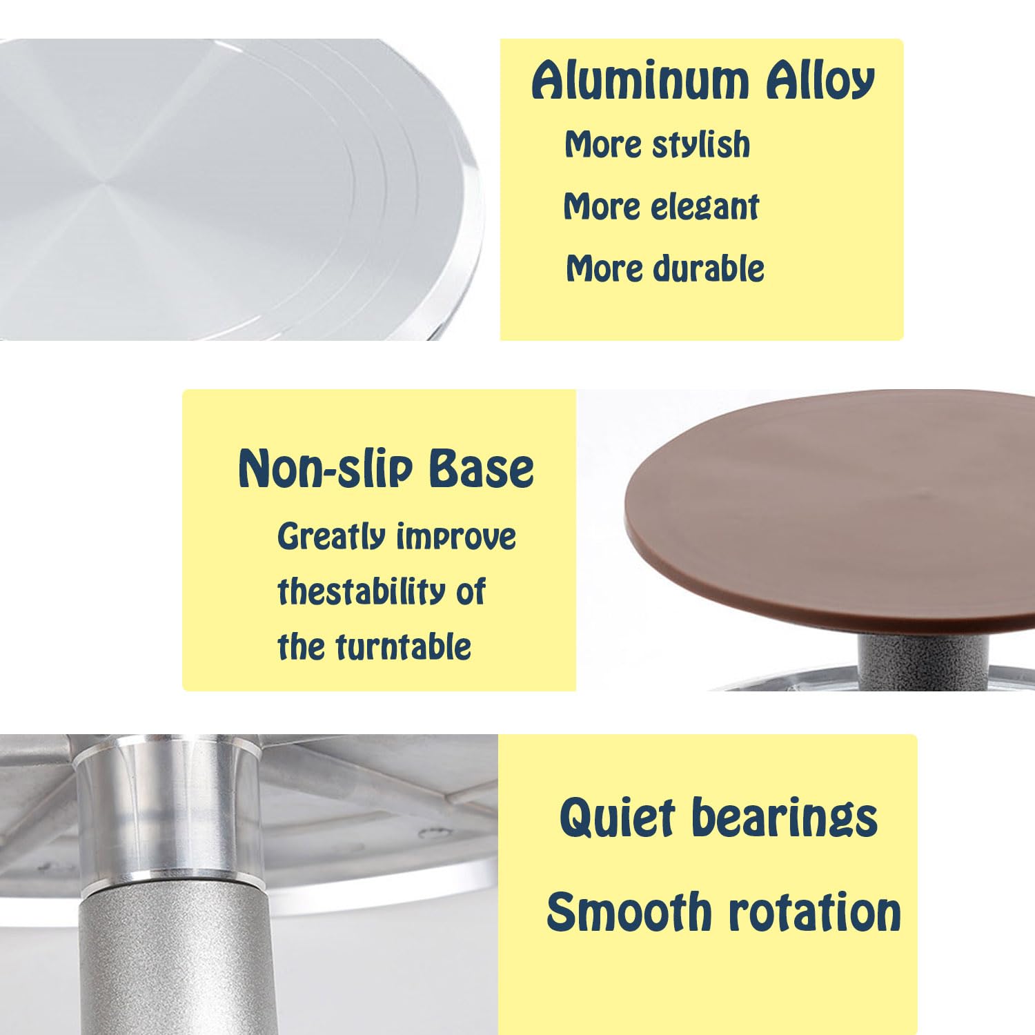 Jninexiu turntable uses hidden ball bearings for smooth, quiet spins