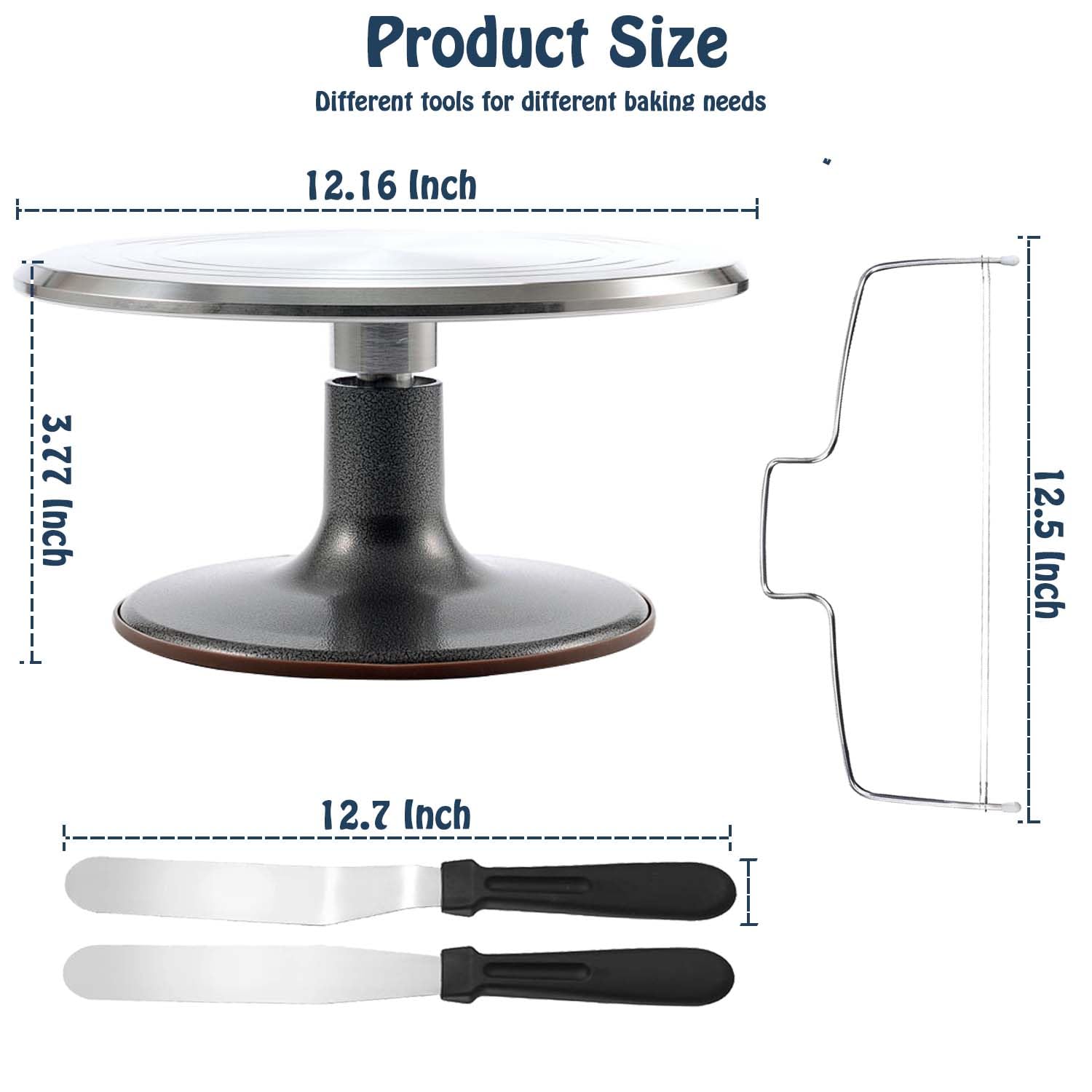 Jninexiu rotating cake turntable with non-slip base stabilizing a cake