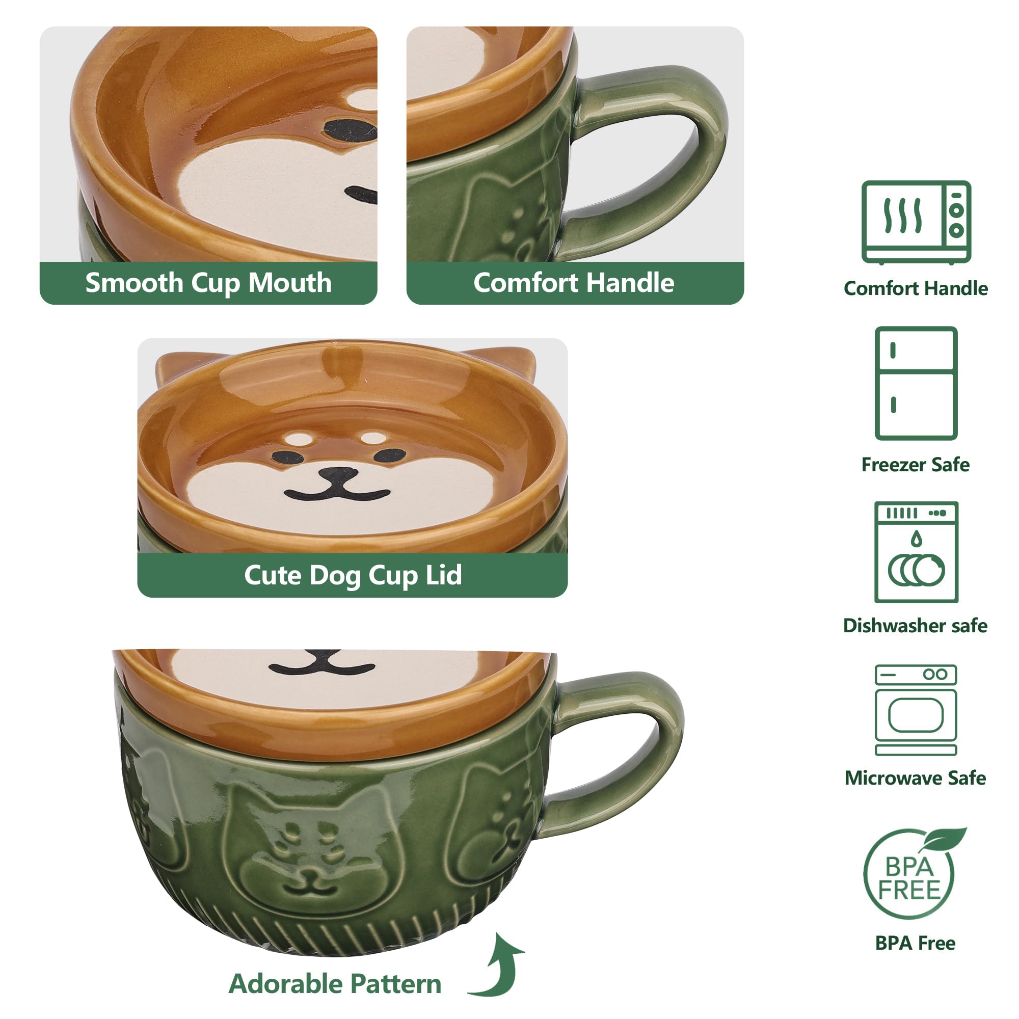 JNSMFC dog mug with lid used for snacks or sugar sachets.