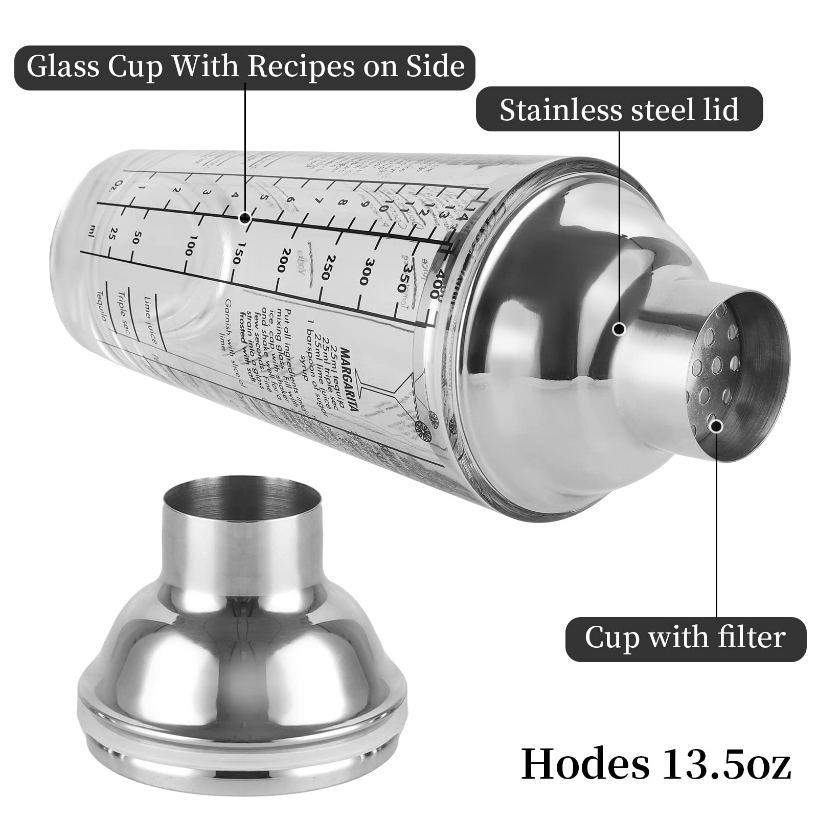 Glass cup with 18.6 oz capacity for precise pouring and tasting.