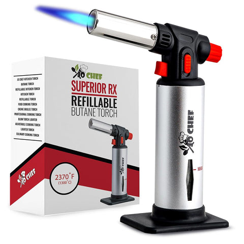 Jo Chef adjustable flame torch for precise caramelization and searing