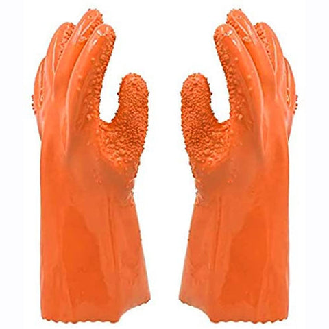 JOBEDE Peeling nubs design on rose red gloves for safer peeling