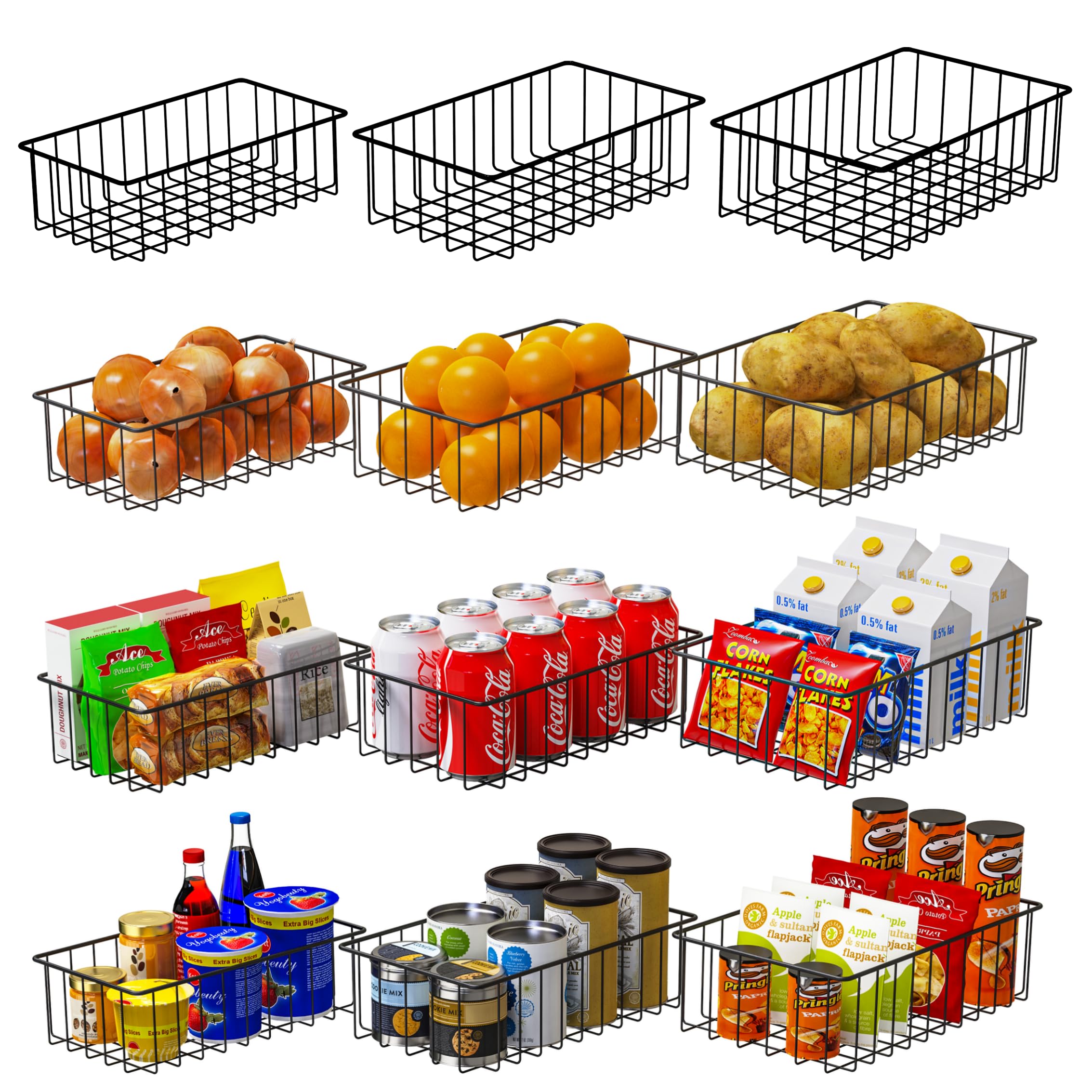 Joben Oligey 12-pack baskets setup for organized counter storage