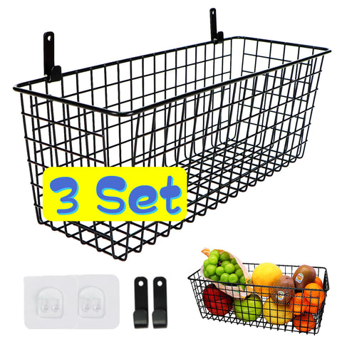 Joben Oligey wall-mounted 3-set baskets provide sturdy, space-saving storage.