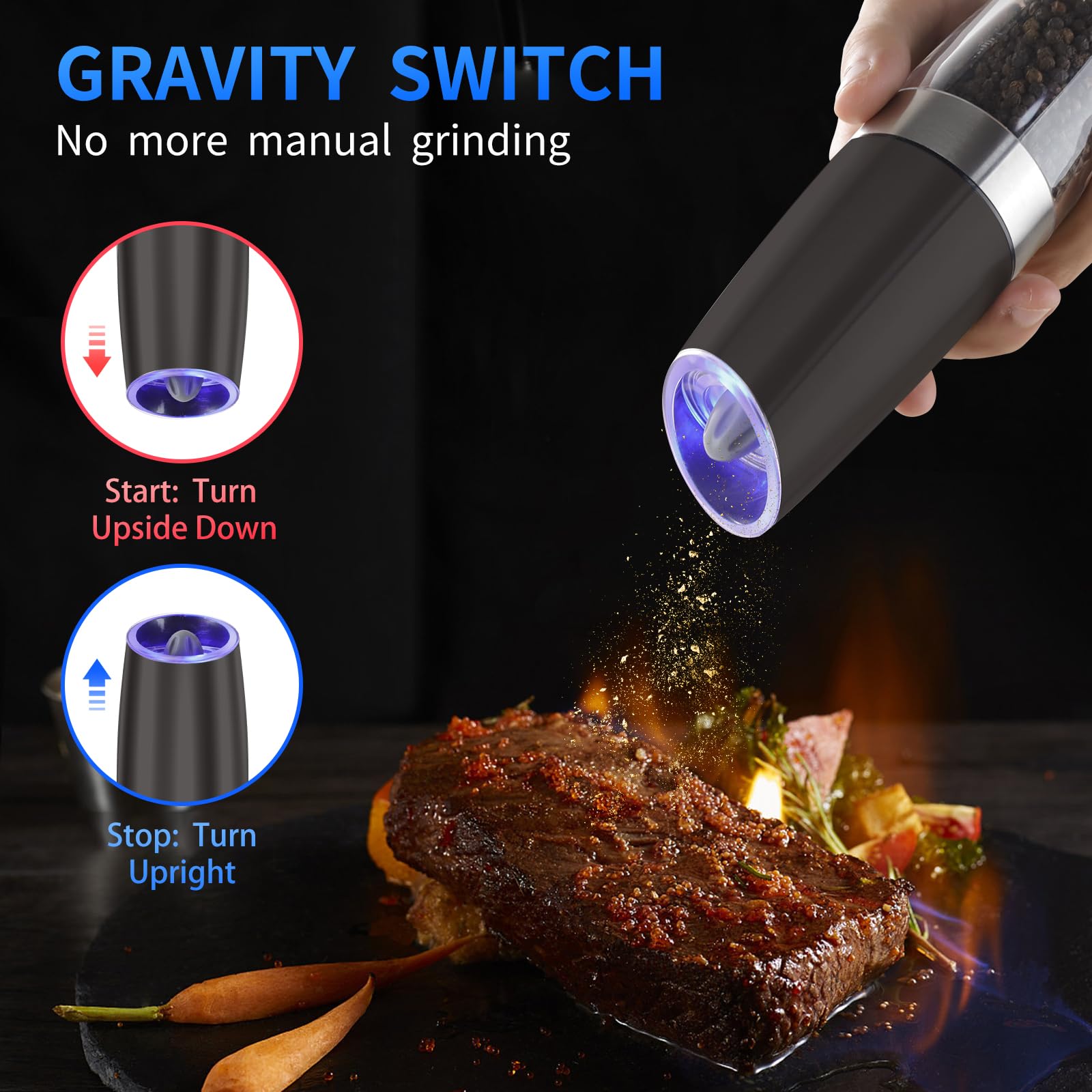 JOBKIM battery-operated grinders offer effortless seasoning anywhere.