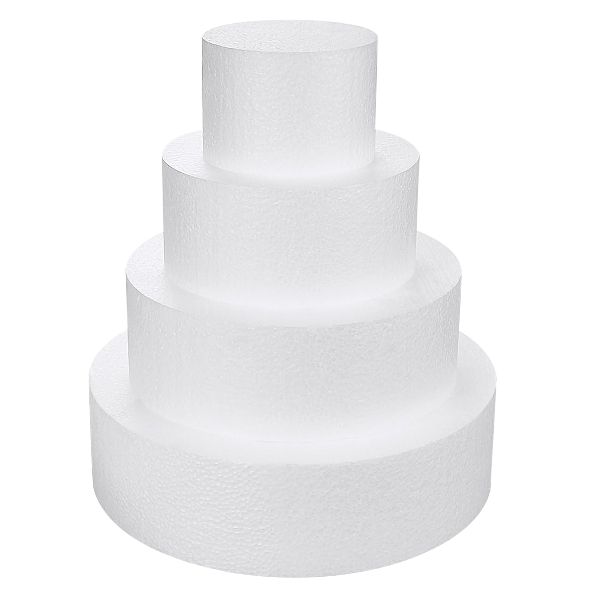 JOBVERT four-tier foam cake dummy side view, ideal for decorating practice.
