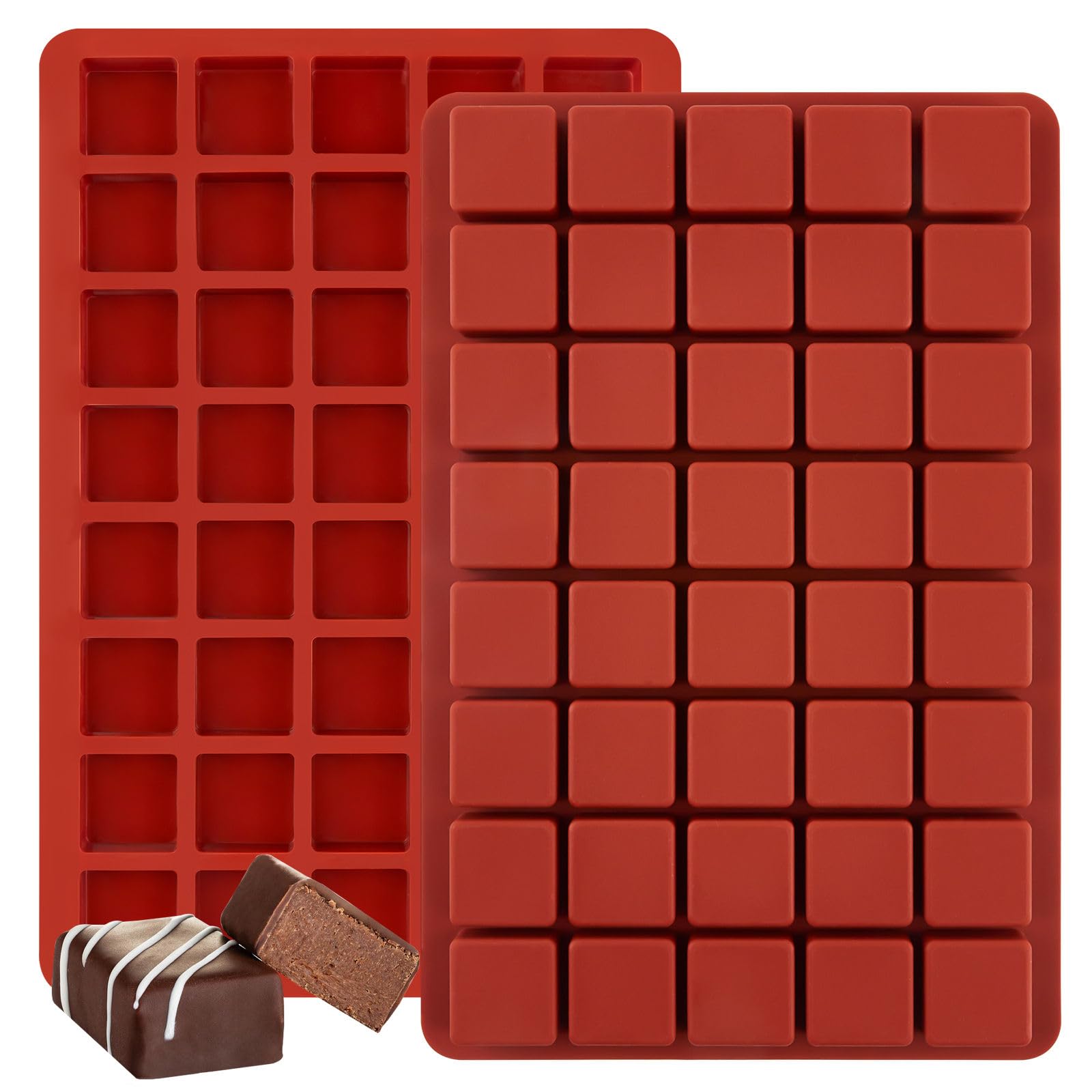JOERSH 2-piece square silicone candy mold for easy chocolate and gummy release.