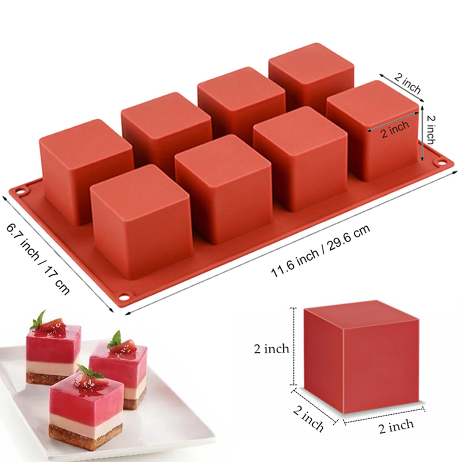 JOERSH mini mousse mold 2-inch square for elegant bite-sized treats