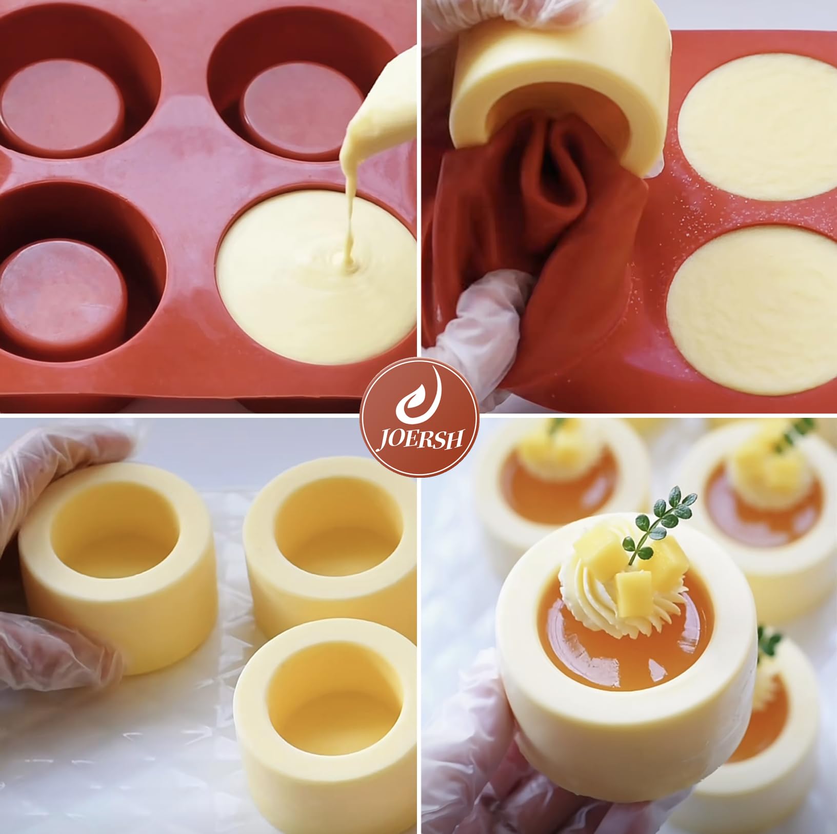 JOERSH oven-safe silicone mold shown on a sturdy tray.