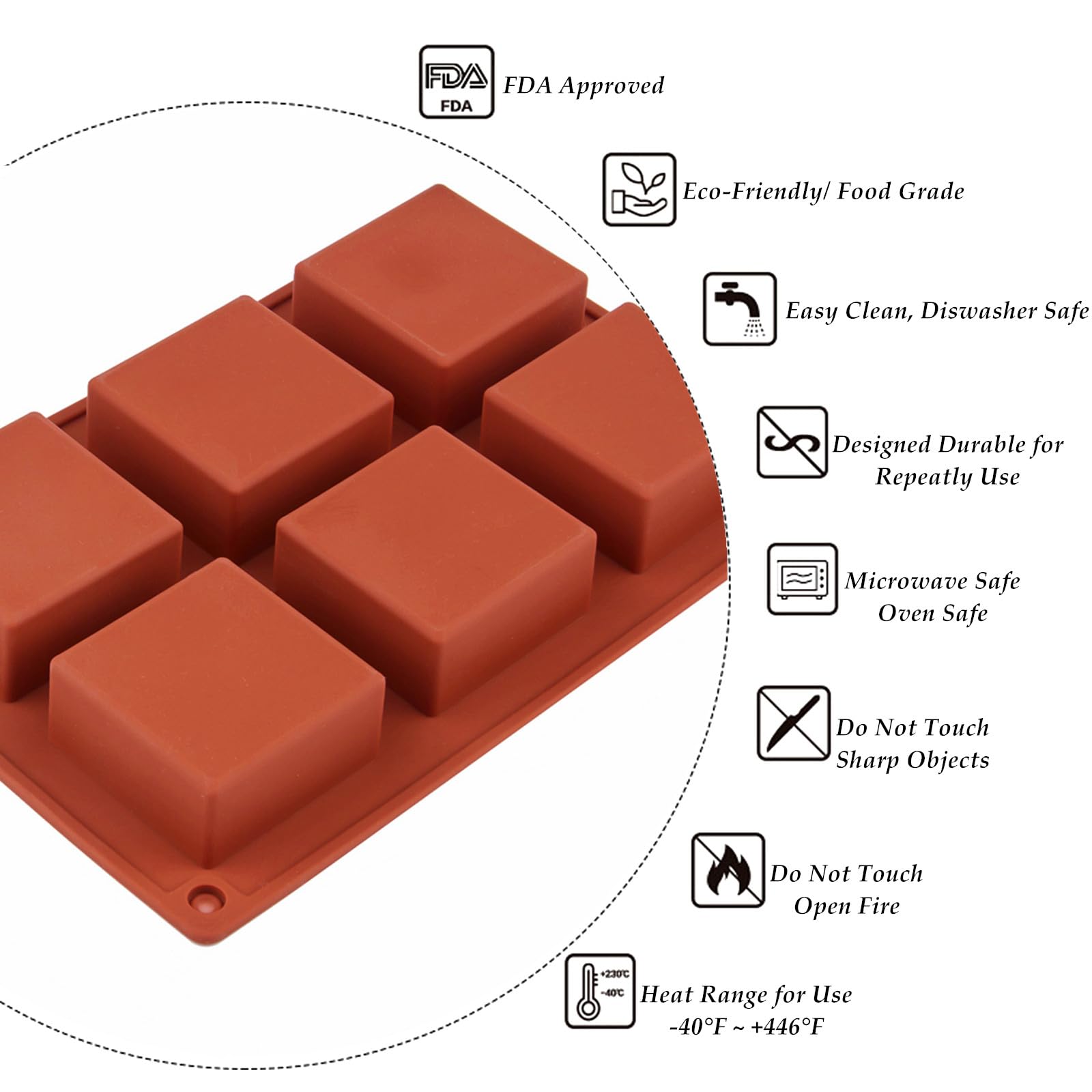 Cooling bite-size desserts released cleanly from JOERSH square silicone mold.