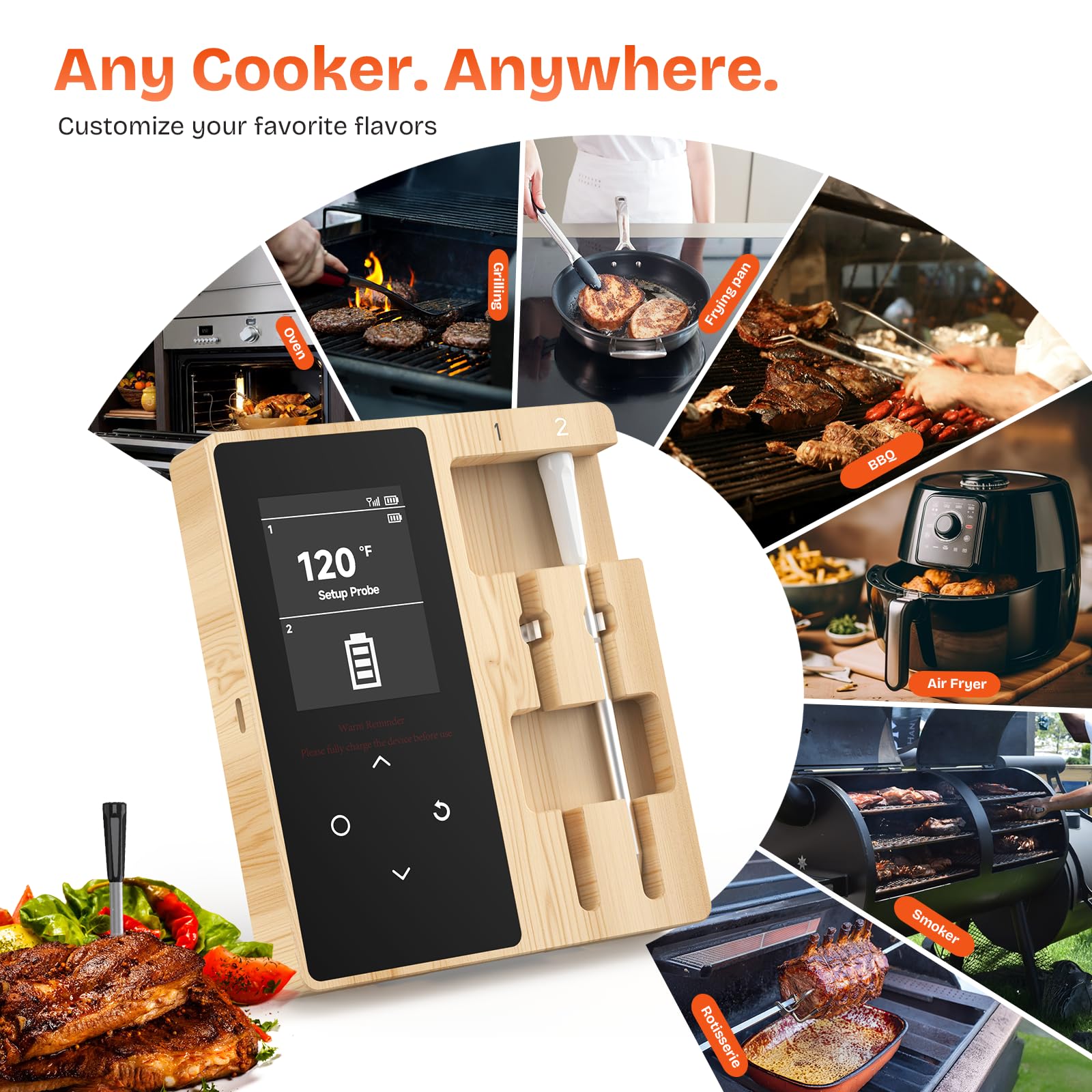 Joeuao dual alerts keep you informed during a busy cook.
