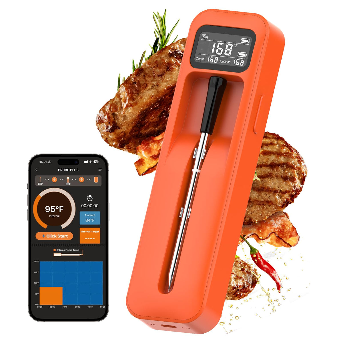 Joeuao smart display base with real-time readings for precise cooking.