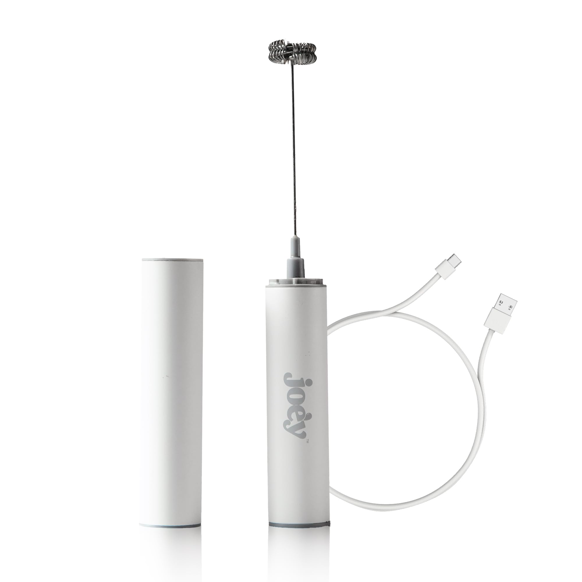 Joey Electric Milk Frother dual speed creates velvety foam for lattes